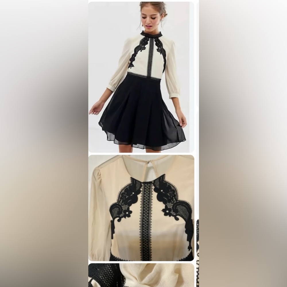 Little Mistress Dress SZ 6 Lace Black Cream